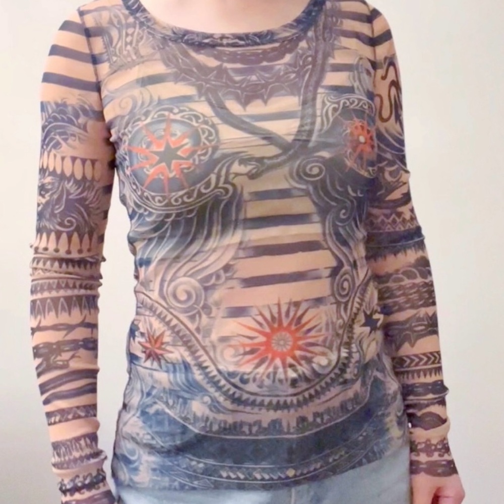 Jean Paul Gaultier Tattoo Mesh Top